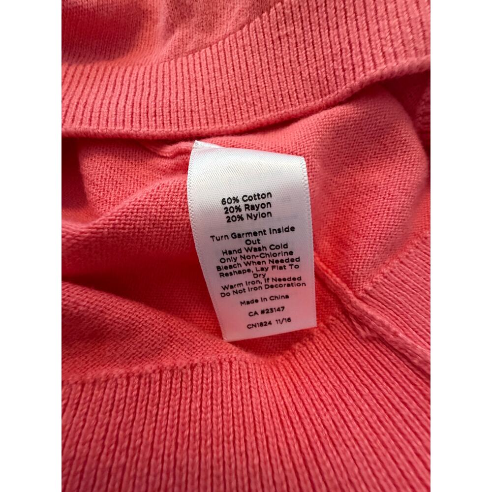 Talbots Women’s Medium Pink Turtle Embroidered Sweater Cotton Blend 3/4 Sleeve - Picture 5 of 5